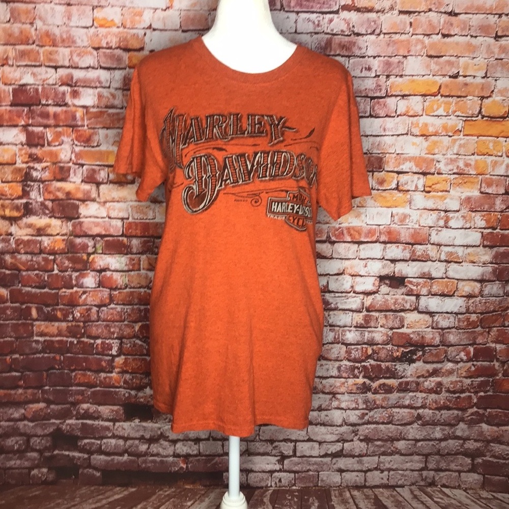 Harley-Davidson Orange Graphic Short Sleeved Tee